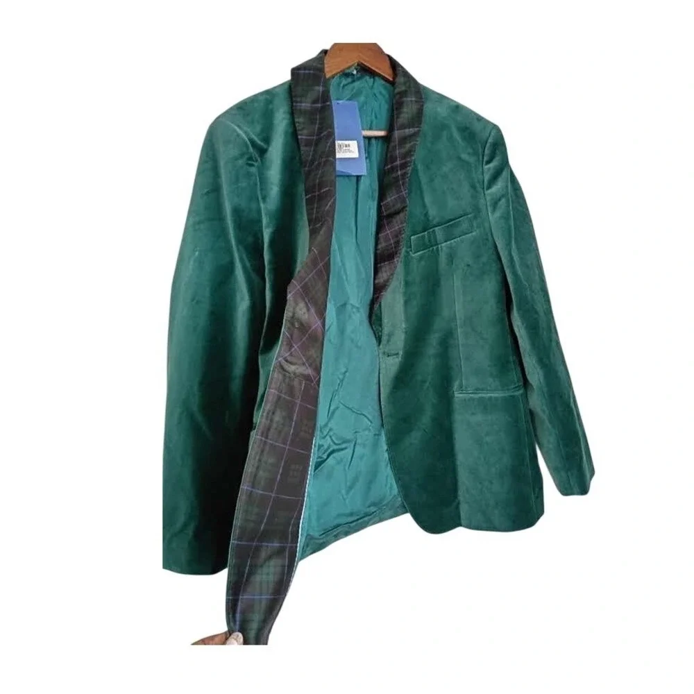 Vineyard Vines OTG Green Velvet Plaid Lapel‎ Performance Blazer Mens 40R